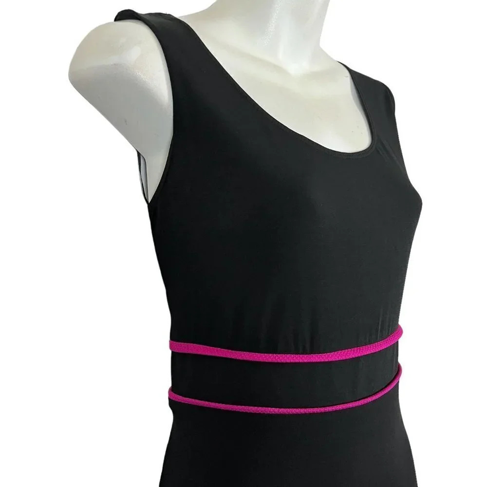 Madison Leigh Womens Black Pink Sleeveless Jersey Knit Stretch Midi Dress sz 10 - Picture 5 of 16